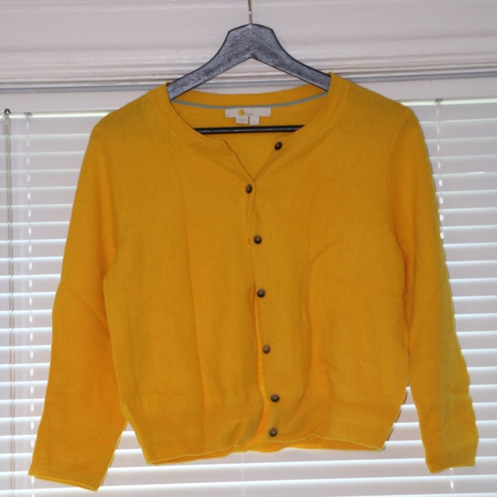 Boden Yellow Cashmere Cardigan Size Medium